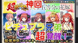 [モンスト][神回]ピチュブラ兄弟超覚醒！　五等分の花嫁コラボガチャを引いてみたら神引きした。