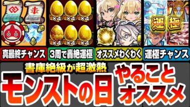 【モンスト】モンストの日やることオススメ！約3周で轟絶が運極！書庫絶級の運極が作り放題！オラコインの真最終チャンス！感謝の間でわくわく厳選をしよう！エルや物干し竿オススメの実【へっぽこストライカー】