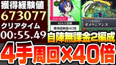 【モンスト】『自陣無課金』4手高速周回×経験値40倍でランク上げ2編成『超絶 ポメラニアンズ』シュウジのマヴ効果で超効率ランク上げ！ハロ守護獣の森【ジークアクスコラボ】【へっぽこストライカー】